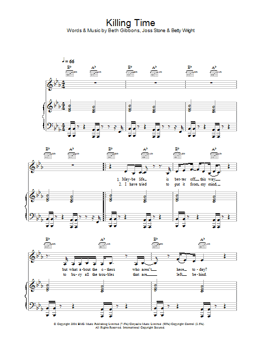 Joss Stone Killing Time Sheet Music