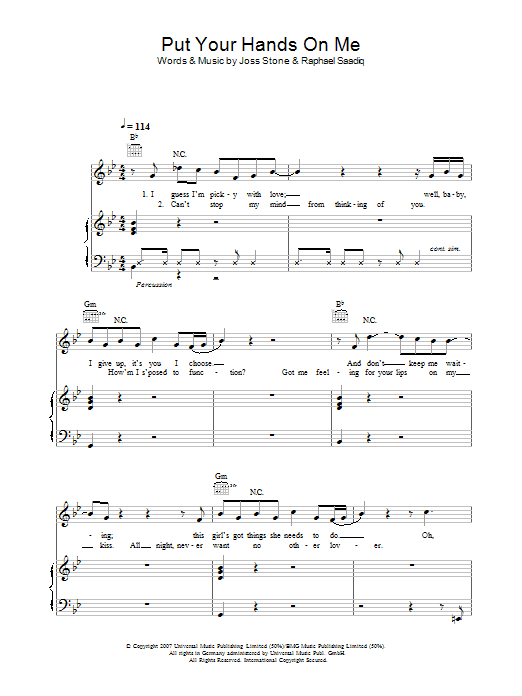 Joss Stone Put Your Hands On Me Sheet Music