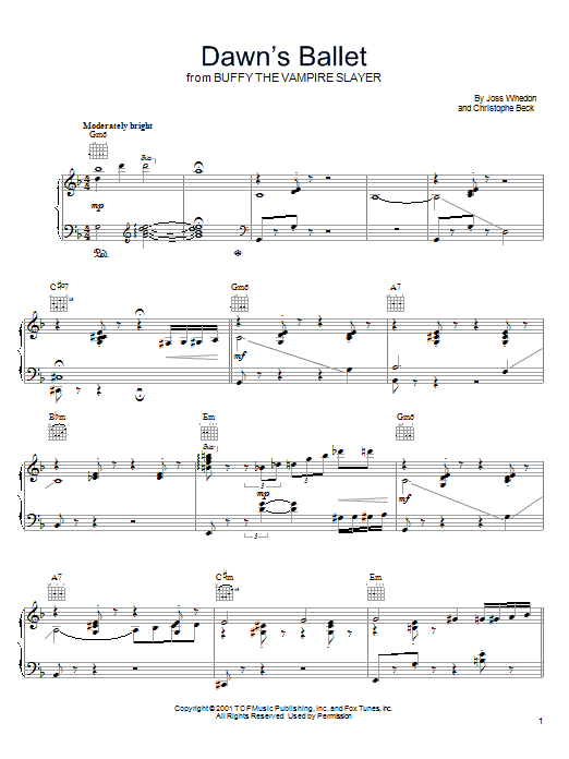 Joss Whedon Dawn's Ballet Sheet Music