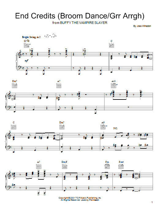 Joss Whedon End Credits (Broom Dance/Grr Arrgh) Sheet Music
