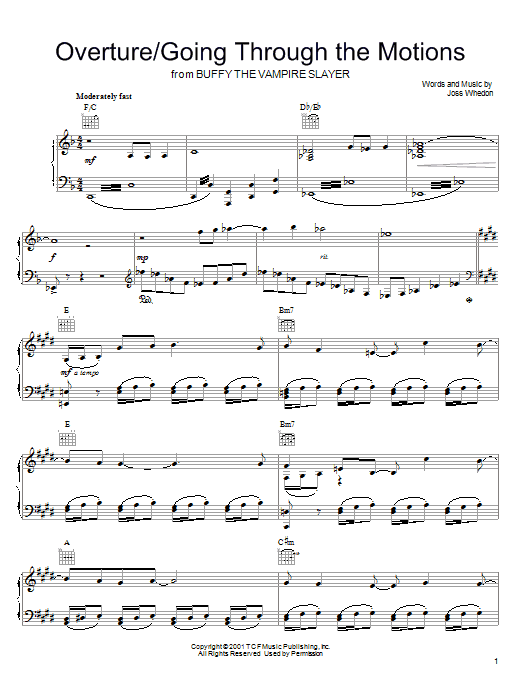 Joss Whedon Overture/Going Through The Motions Sheet Music