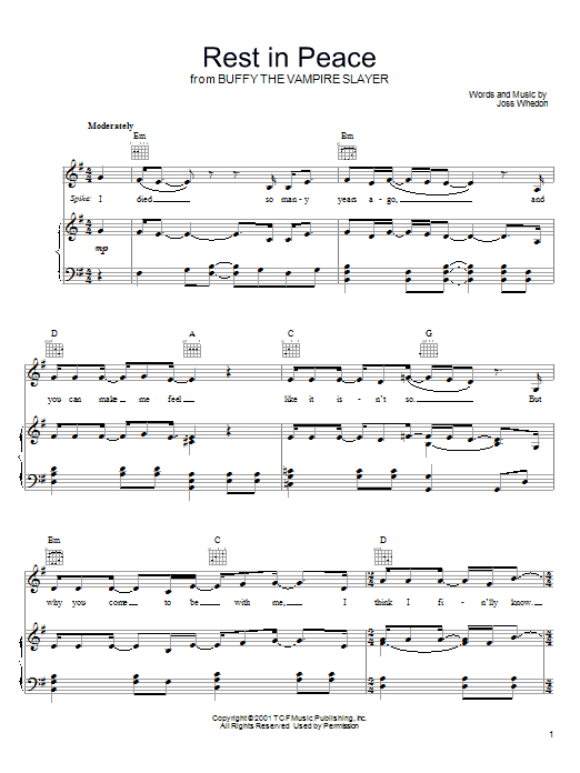 Joss Whedon Rest In Peace Sheet Music