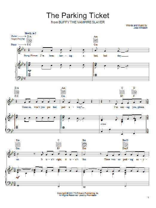 Joss Whedon The Parking Ticket Sheet Music