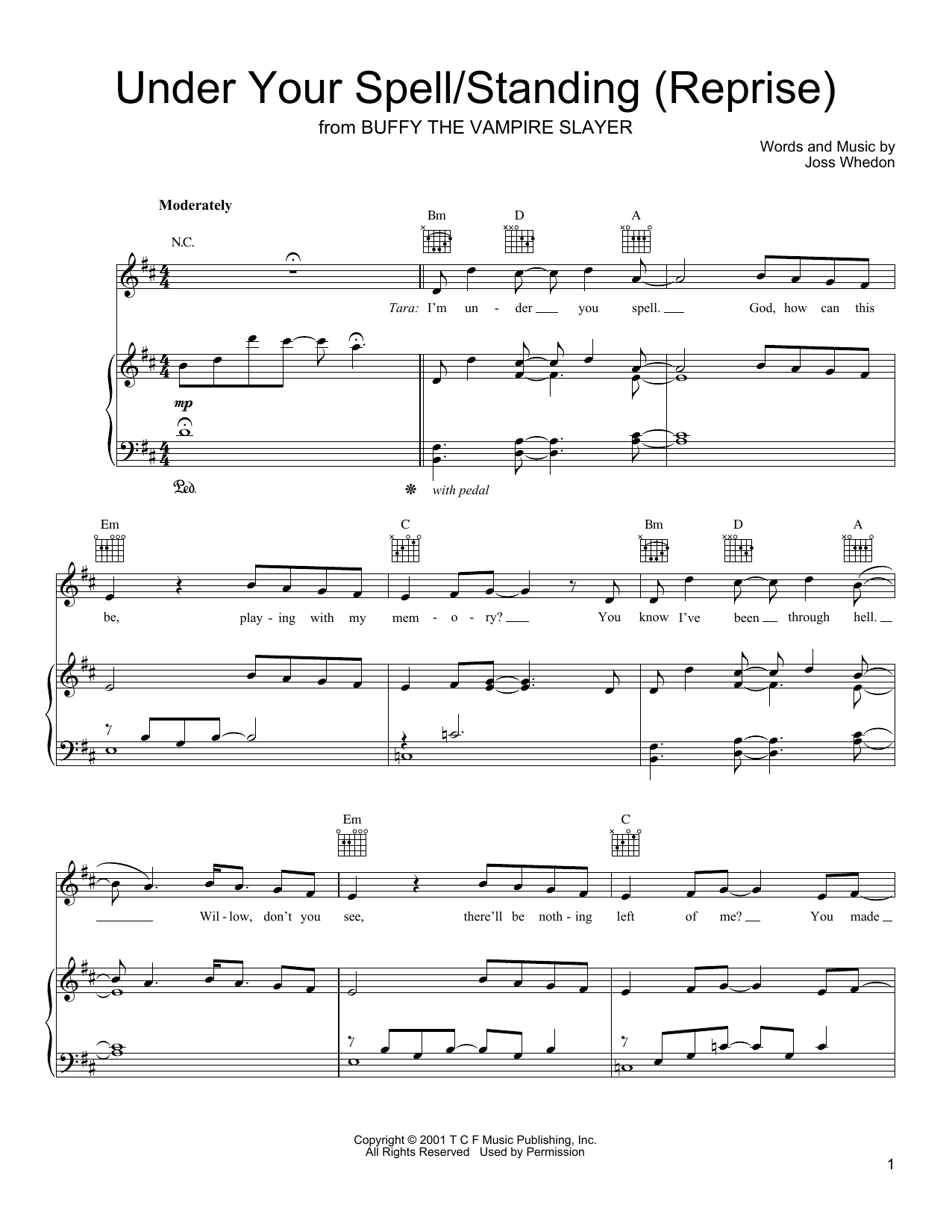 Joss Whedon Under Your Spell/Standing (Reprise) Sheet Music