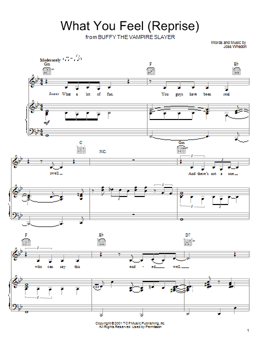 Joss Whedon What You Feel (Reprise) Sheet Music