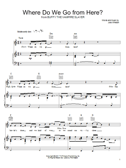 Joss Whedon Where Do We Go From Here? Sheet Music