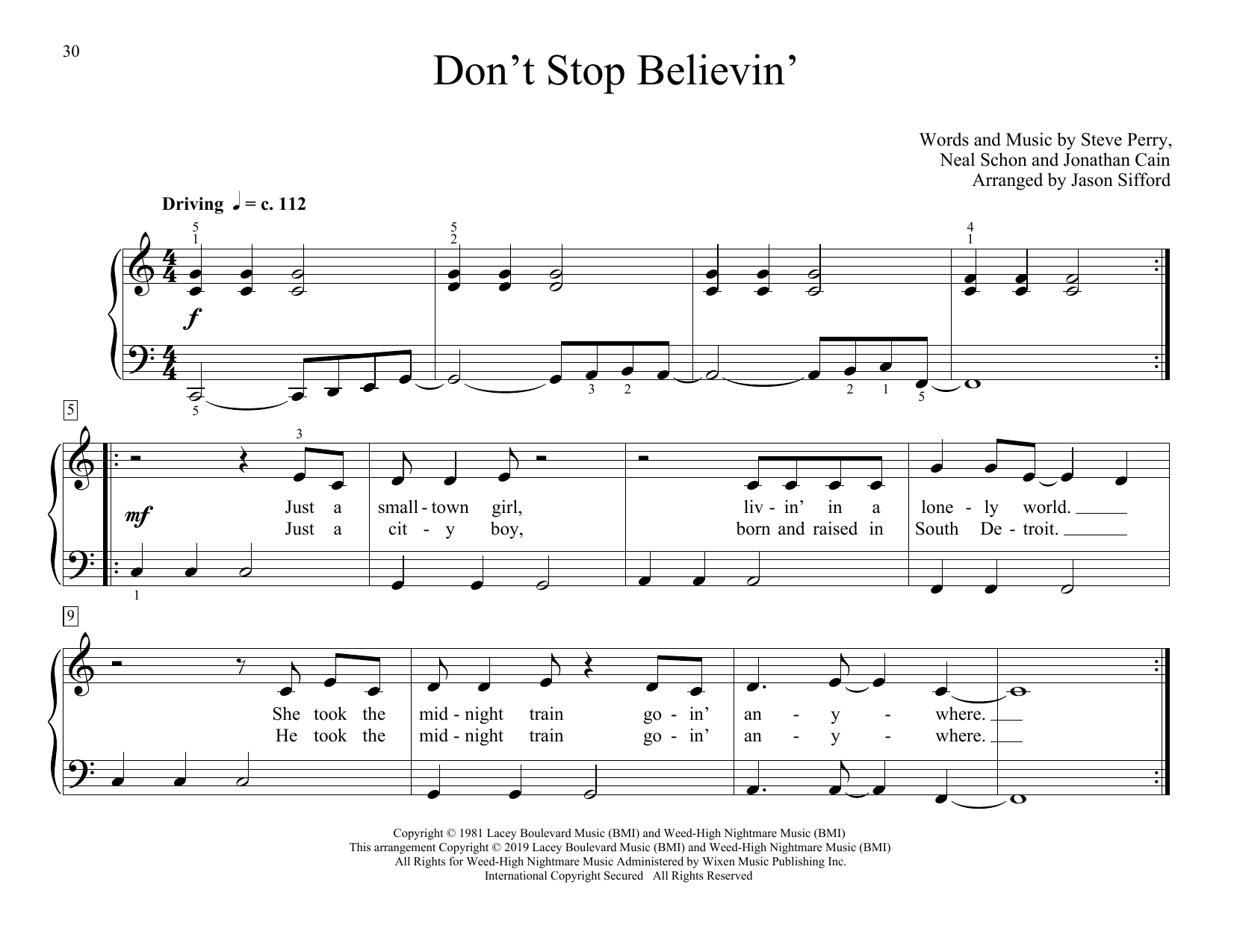 Journey Don't Stop Believin' (arr. Jason Sifford) Sheet Music