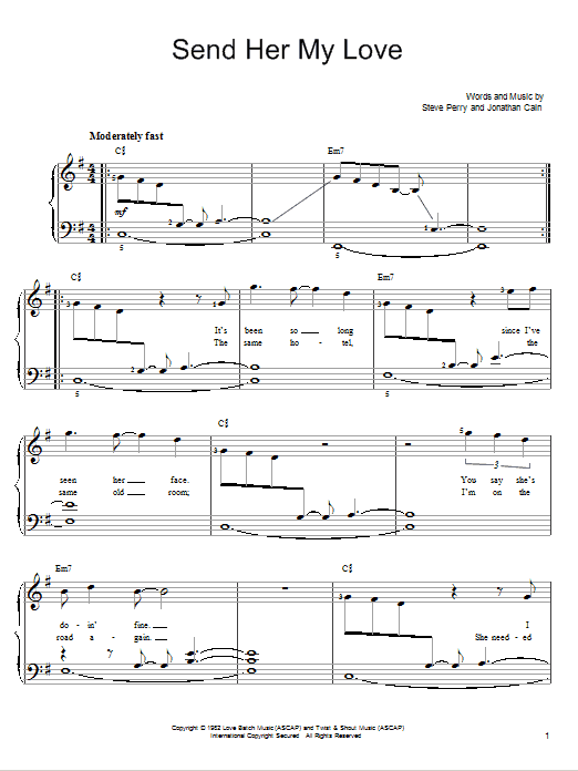 Journey Send Her My Love Sheet Music