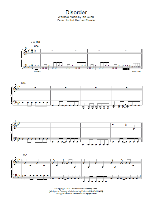 Joy Division Disorder Sheet Music
