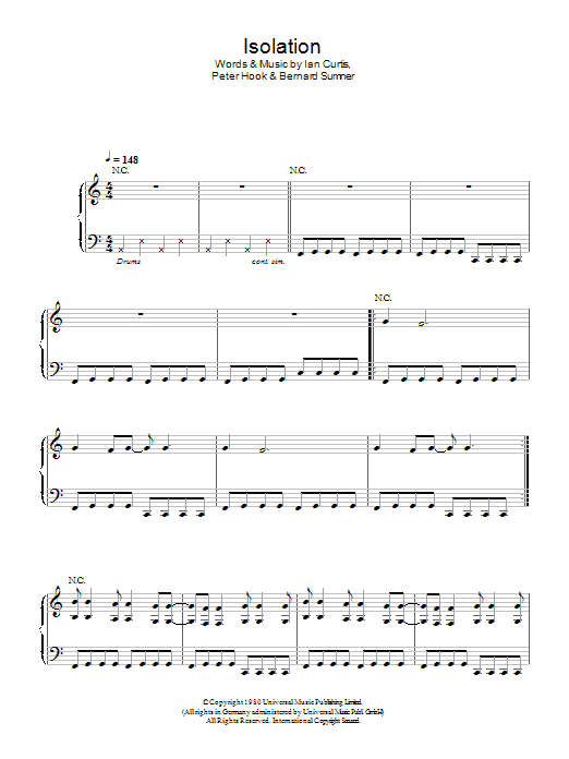Joy Division Isolation Sheet Music