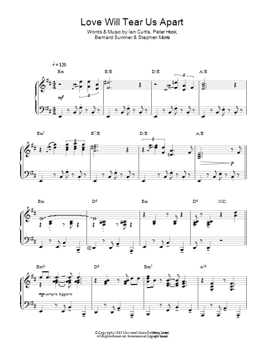 Joy Division Love Will Tear Us Apart (Jazz Version) Sheet Music
