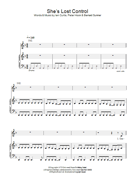 Joy Division She's Lost Control Sheet Music
