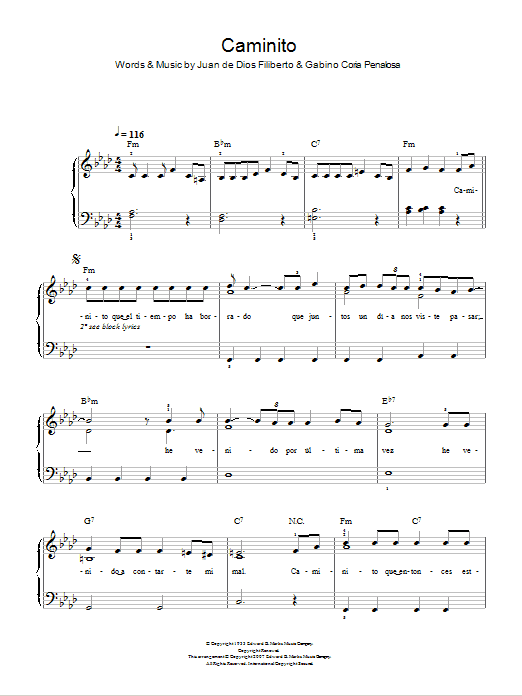 Juan de Dios Filiberto Caminito (The Little Lane) Sheet Music