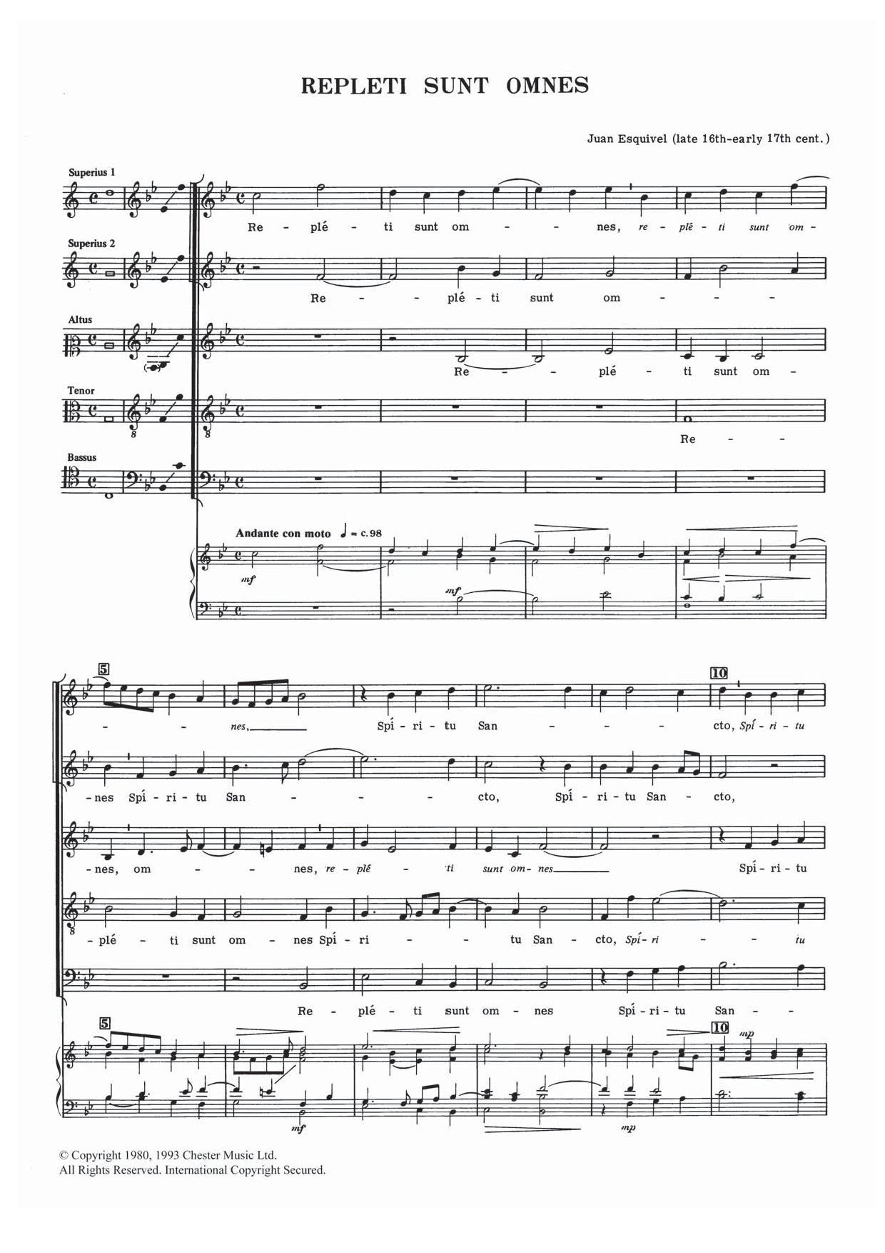 Juan Esquivel Repleti Sunt Omnes Sheet Music