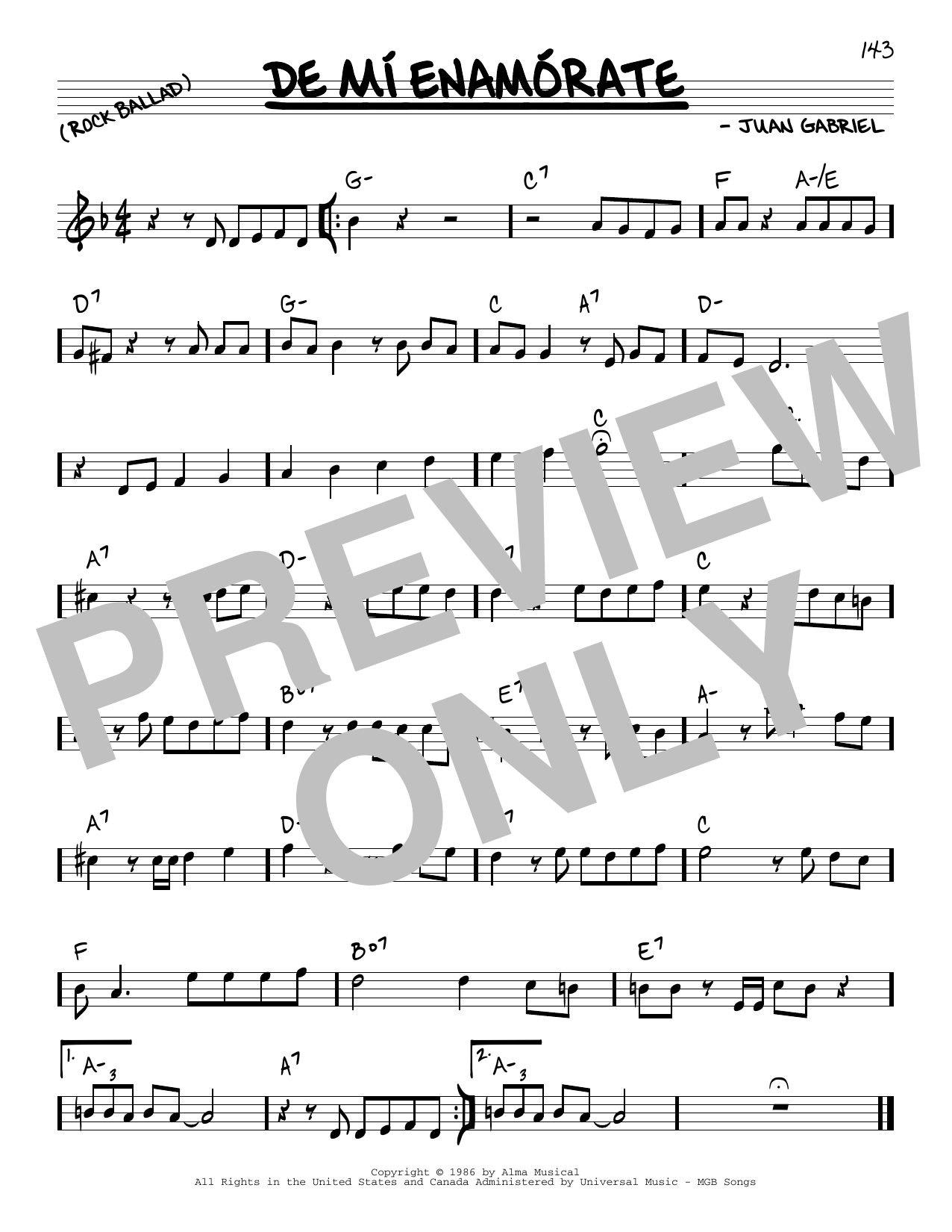 Juan Gabriel De Mi Enamorate Sheet Music