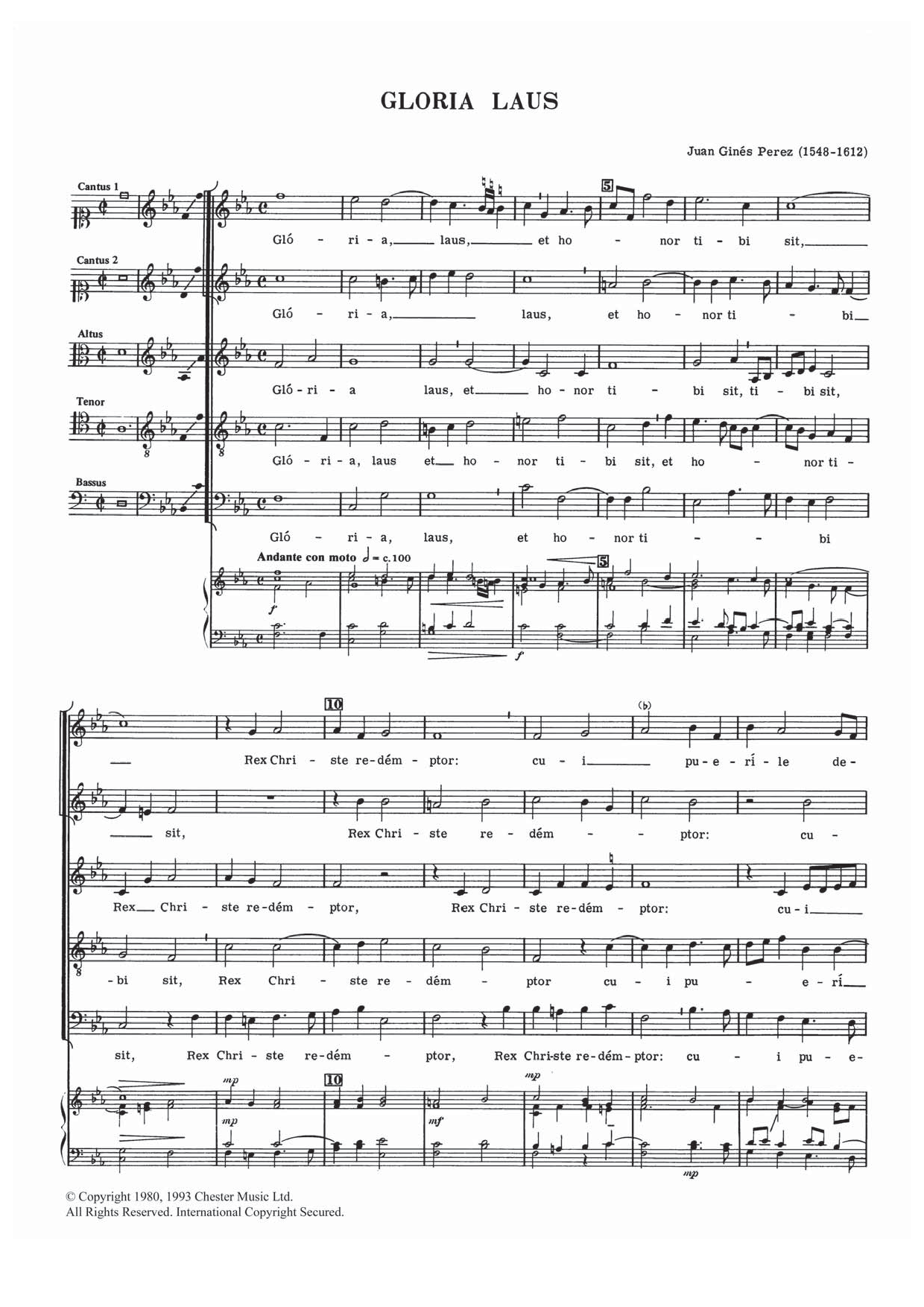 Juan Ginéz Perez Gloria Laus Sheet Music