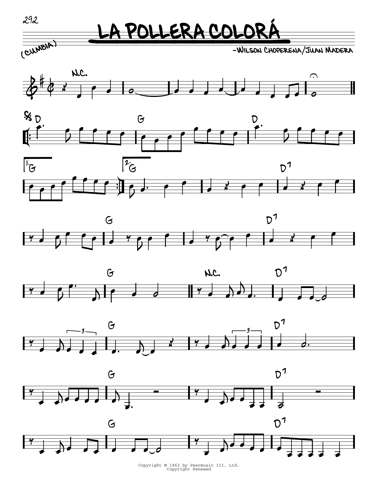 Juan Madera La Pollera Colorá Sheet Music
