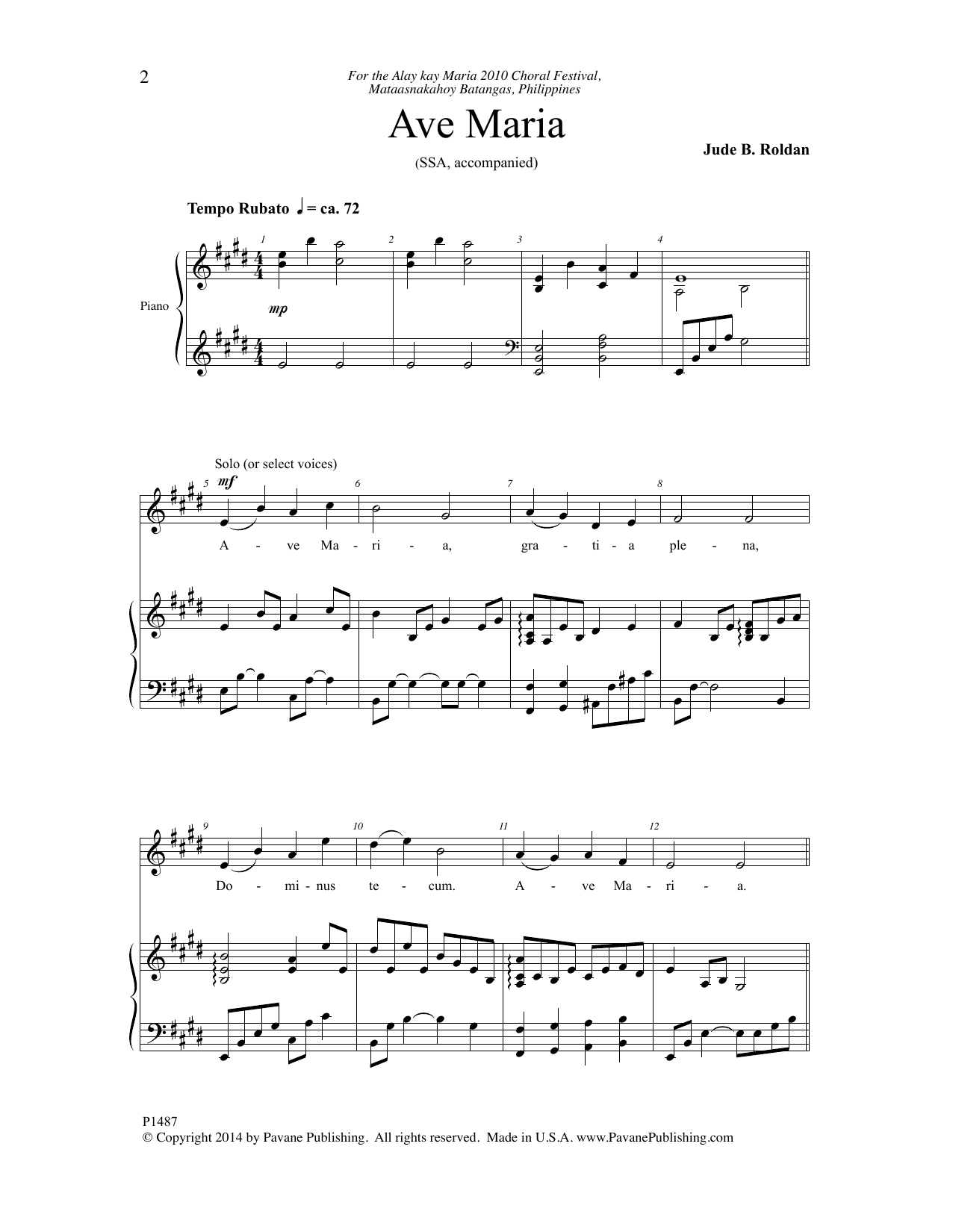 Jude B. Roldan Ave Maria Sheet Music