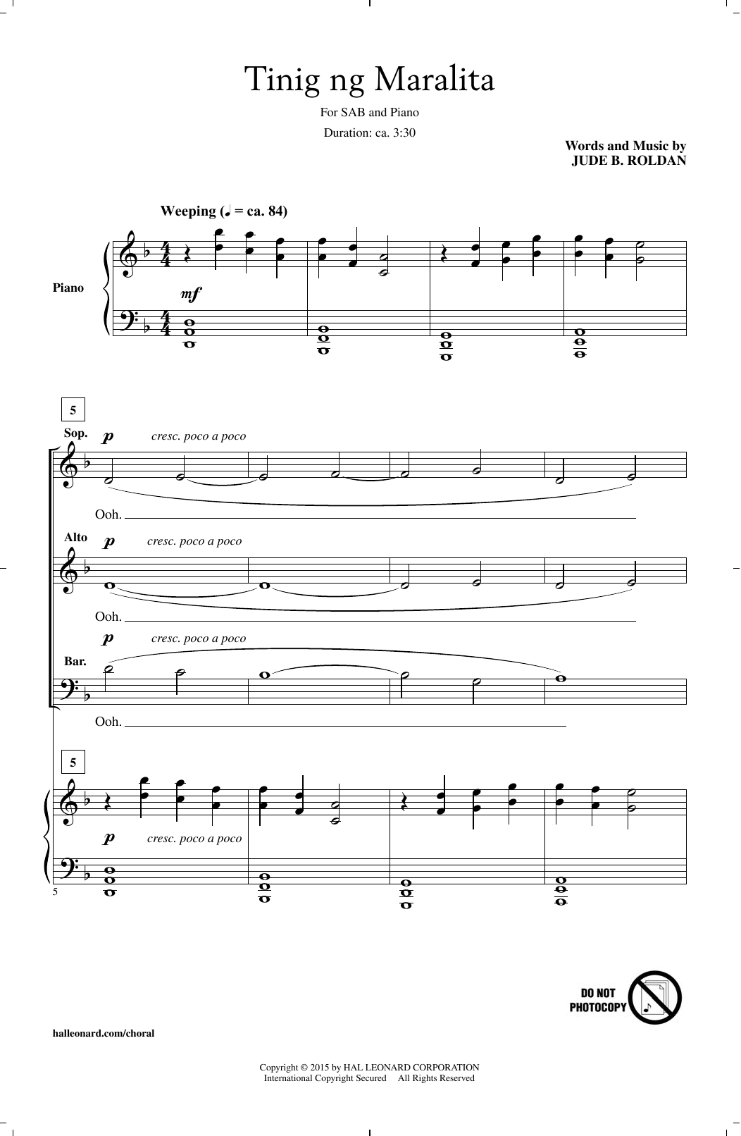 Jude Roldan Tinig Ng Maralita Sheet Music