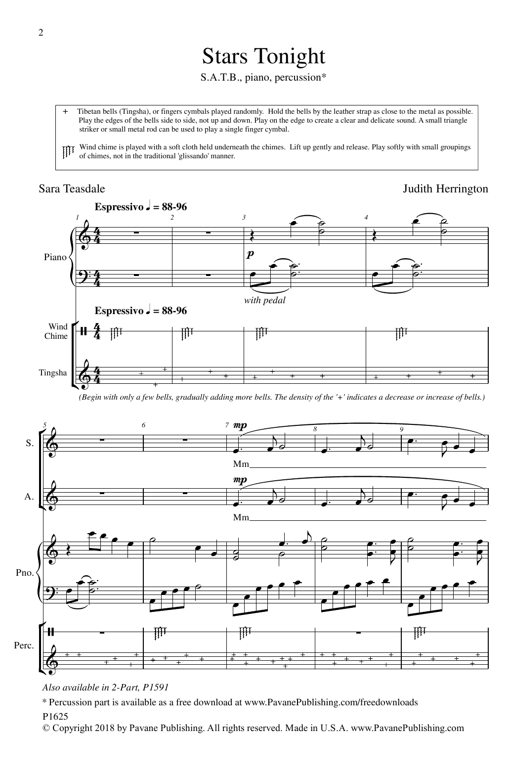 Judith Herrington Stars Tonight Sheet Music