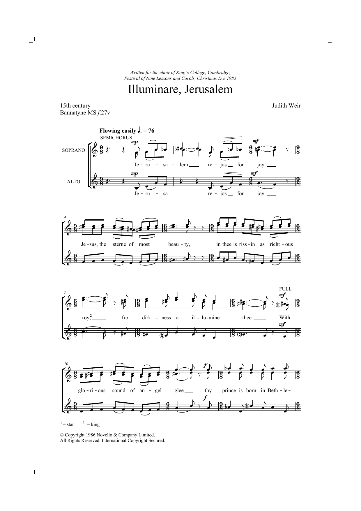 Judith Weir Illuminare Jerusalem Sheet Music