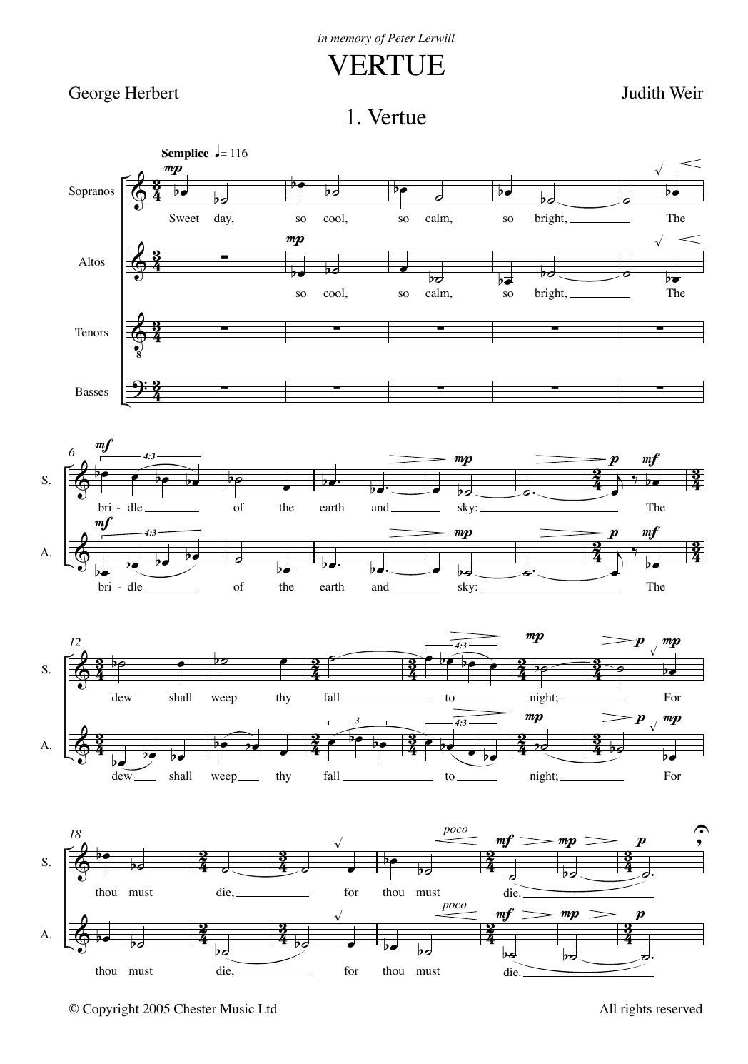 Judith Weir Vertue Sheet Music