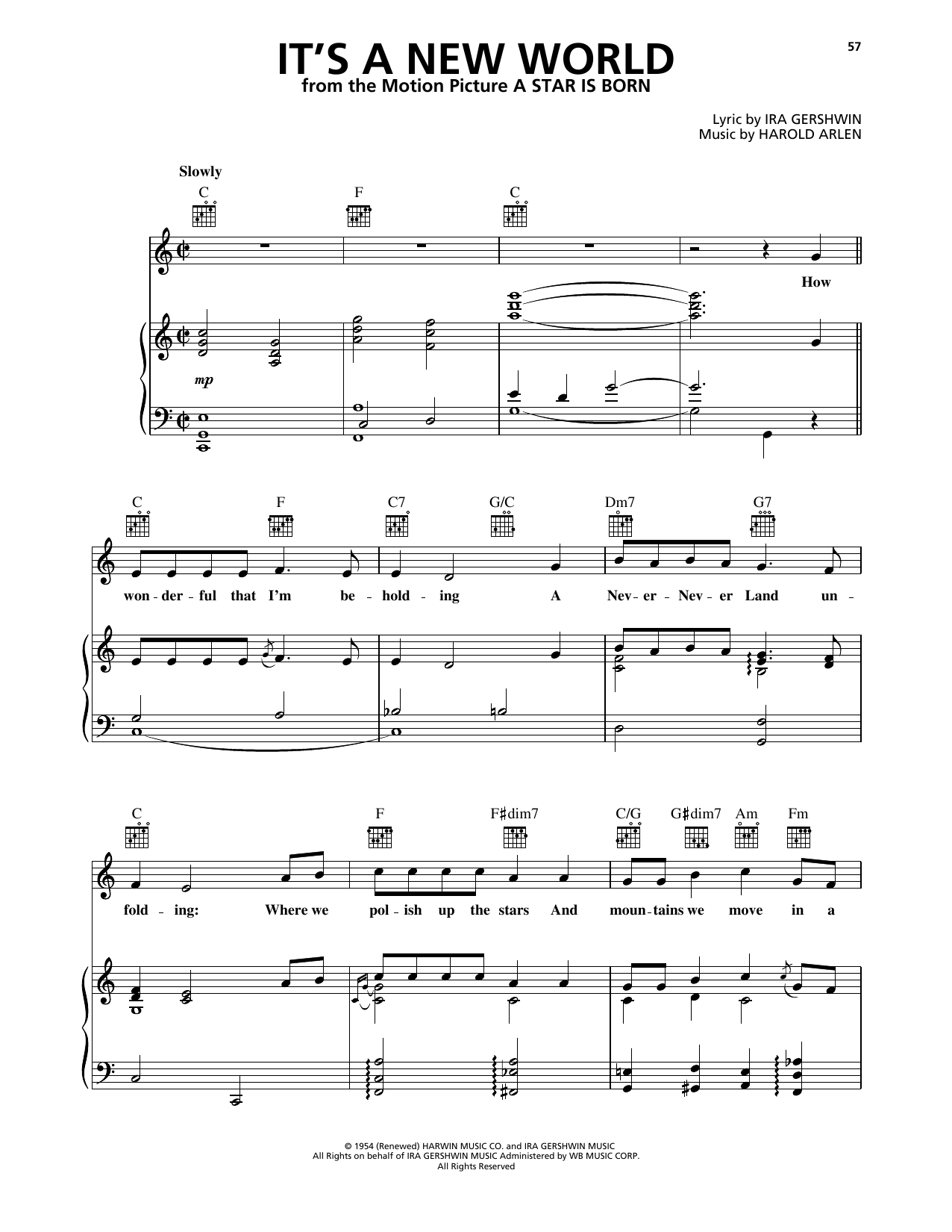 Judy Garland It's A New World (from A Star Is Born) (1954) Sheet Music