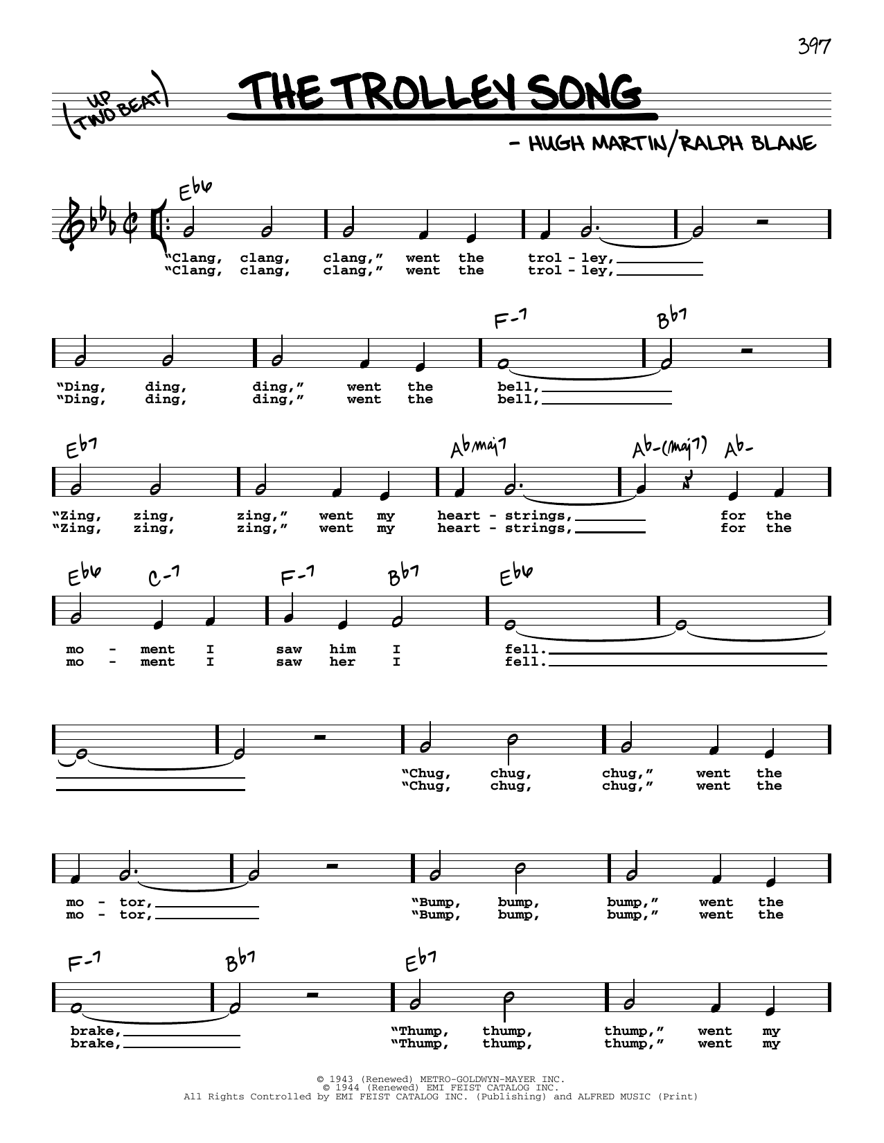 Judy Garland The Trolley Song (from Meet Me In St. Louis) (High Voice) Sheet Music