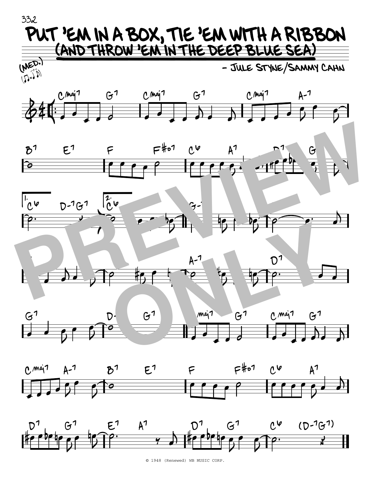Jule Styne and Sammy Cahn Put 'Em In A Box, Tie 'Em With A Ribbon (And Throw 'Em In The Deep Blue Sea) Sheet Music