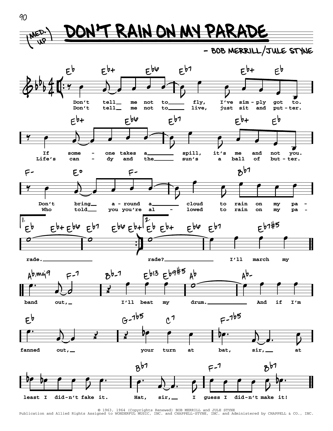 Jule Styne Don't Rain On My Parade (from Funny Girl) (High Voice) Sheet Music