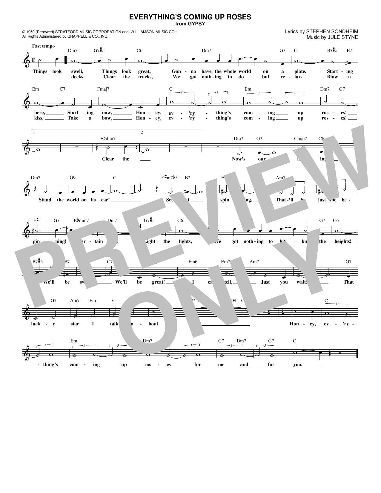 Jule Styne Everything's Coming Up Roses Sheet Music