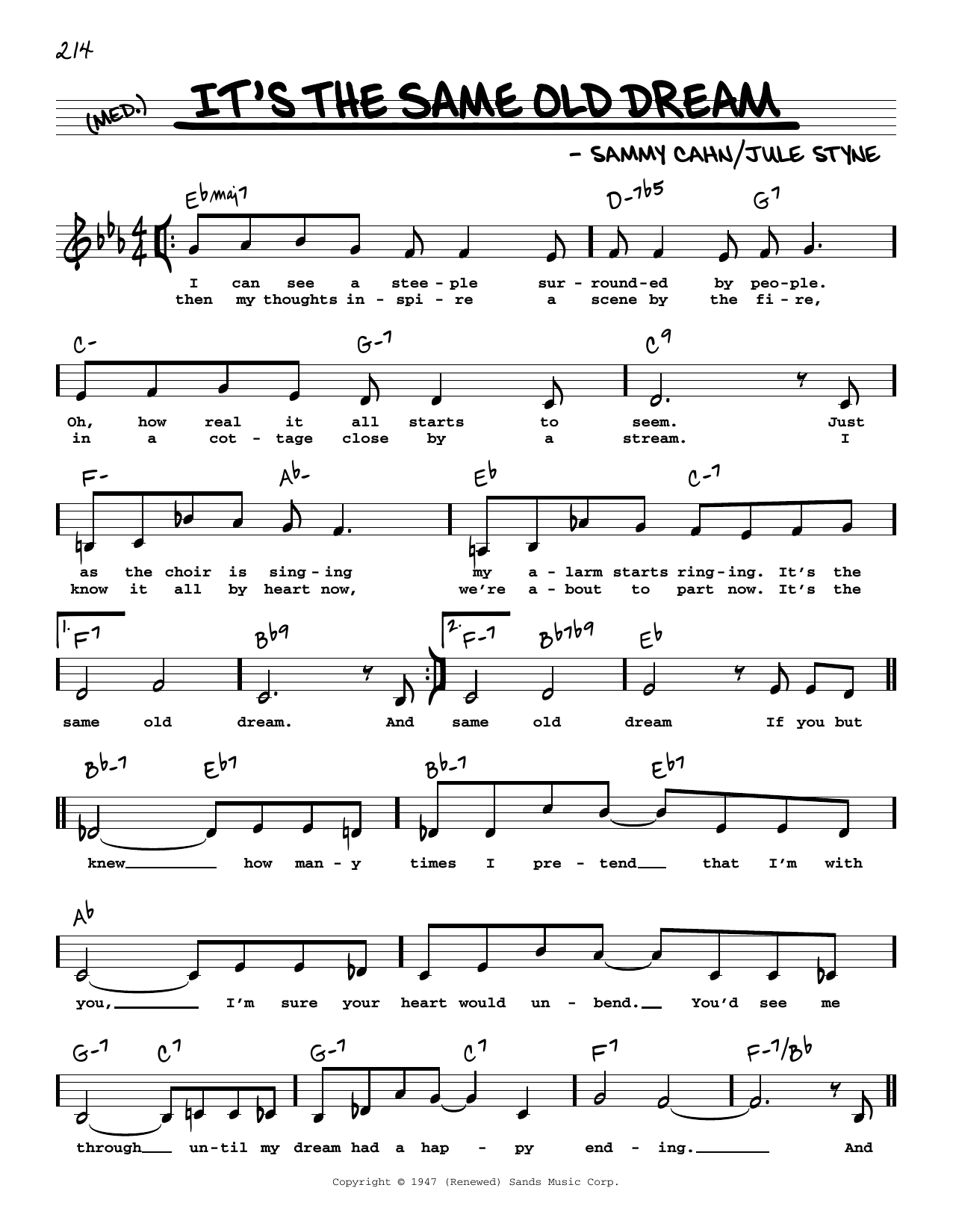 Jule Styne It's The Same Old Dream (Low Voice) Sheet Music