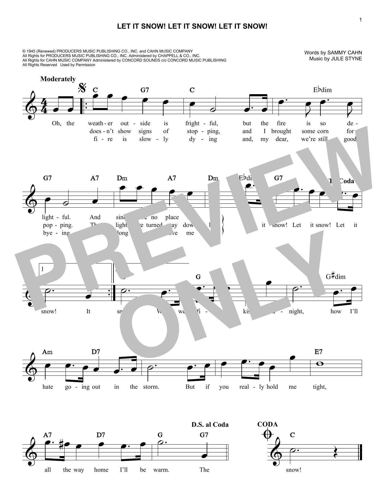 Jule Styne & Sammy Cahn Let It Snow! Let It Snow! Let It Snow! Sheet Music