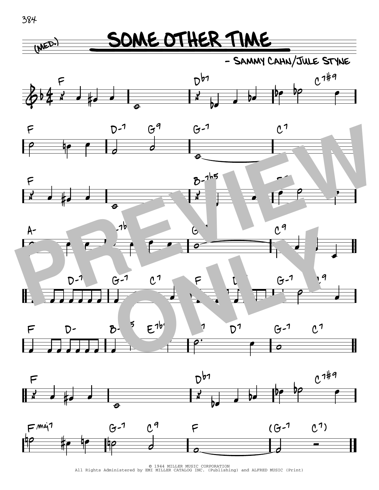 Jule Styne Some Other Time Sheet Music