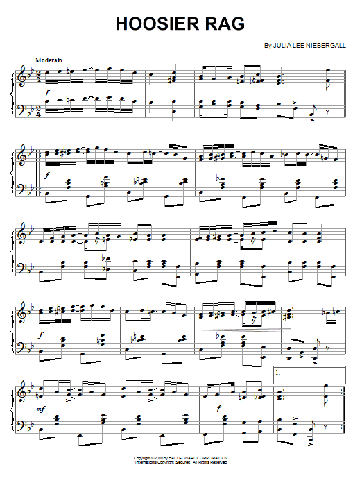 Julia Lee Niebergall Hoosier Rag Sheet Music