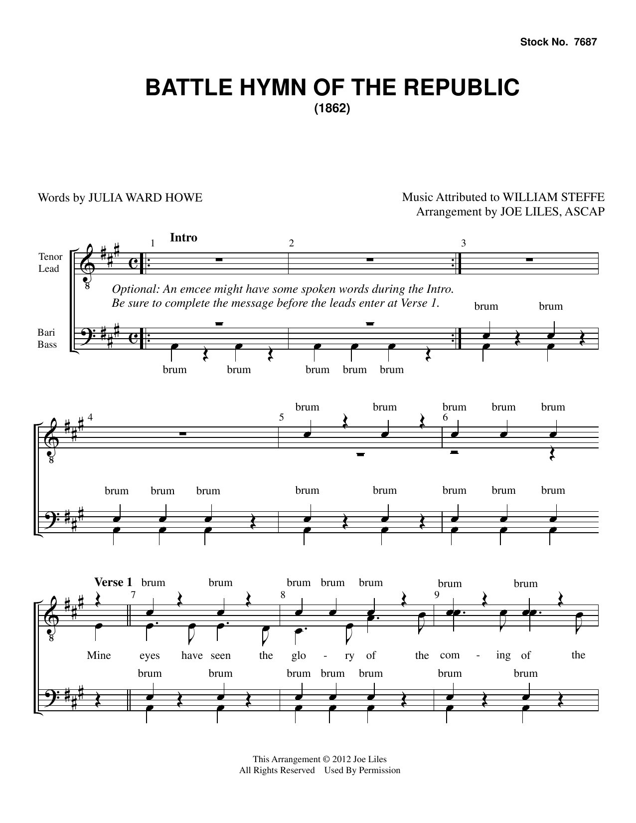 Julia Ward Howe The Battle Hymn of the Republic (arr. Joe Liles) Sheet Music