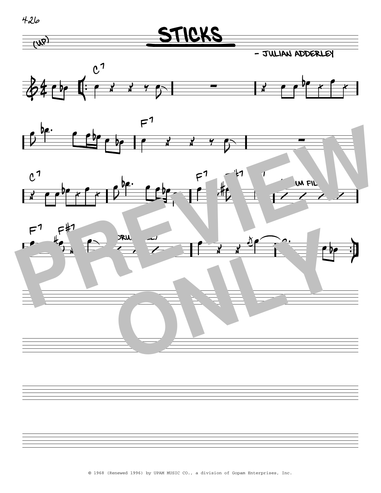 Julian Adderley Sticks Sheet Music