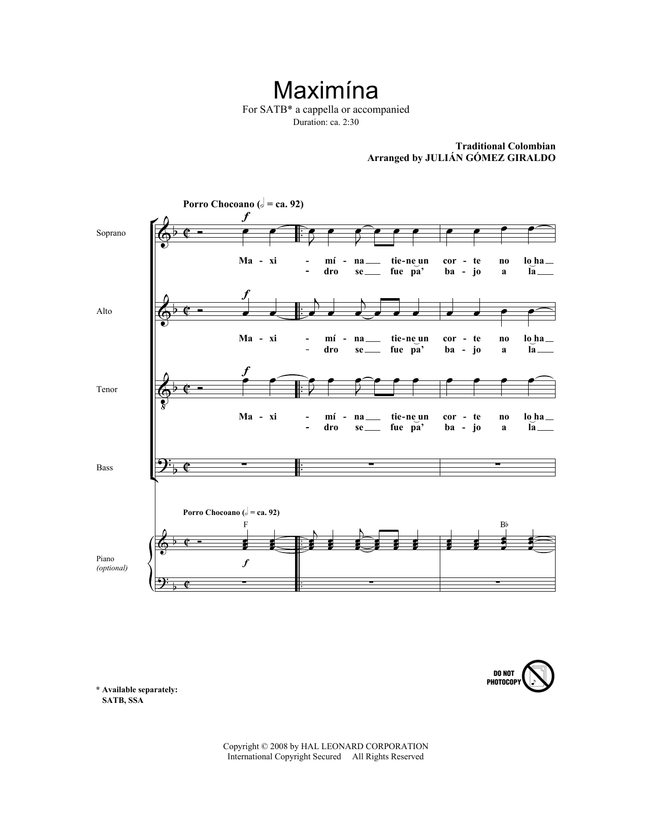 Julian Gomez Giraldo Maximina Sheet Music