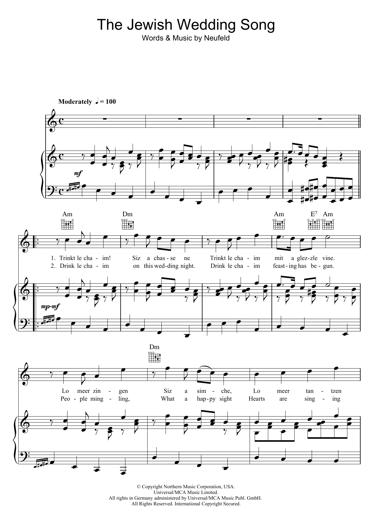 Julie Andrews The Jewish Wedding Song Sheet Music