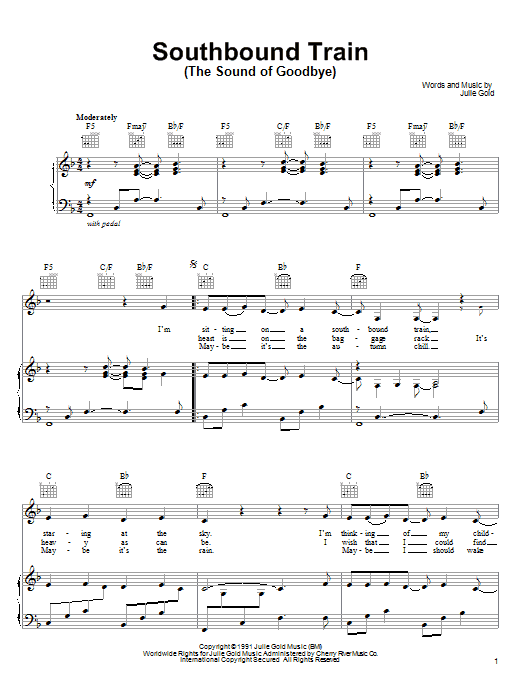 Julie Gold Southbound Train (The Sound Of Goodbye) Sheet Music