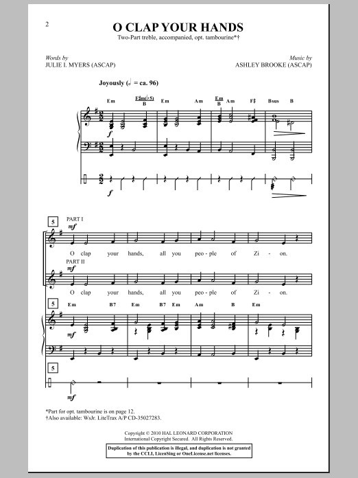 Julie I. Myers O Clap Your Hands Sheet Music