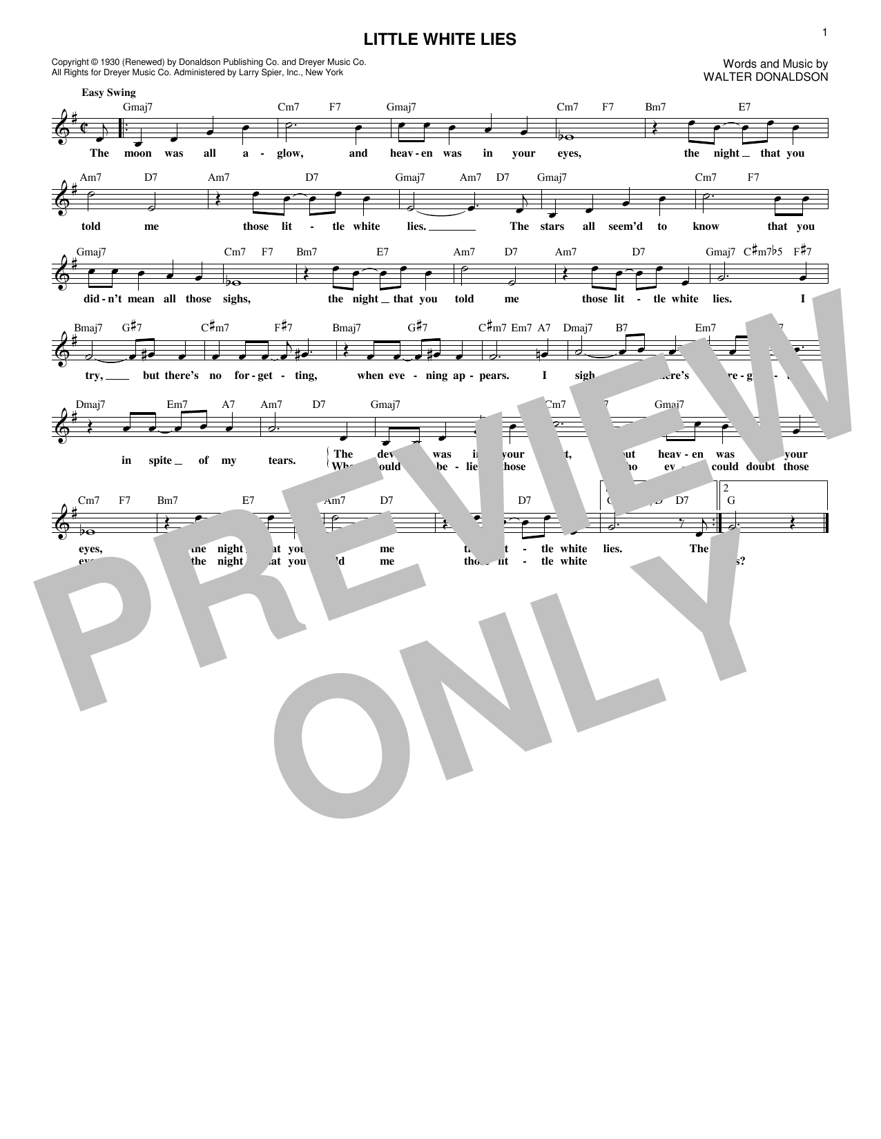 Julie London Little White Lies Sheet Music