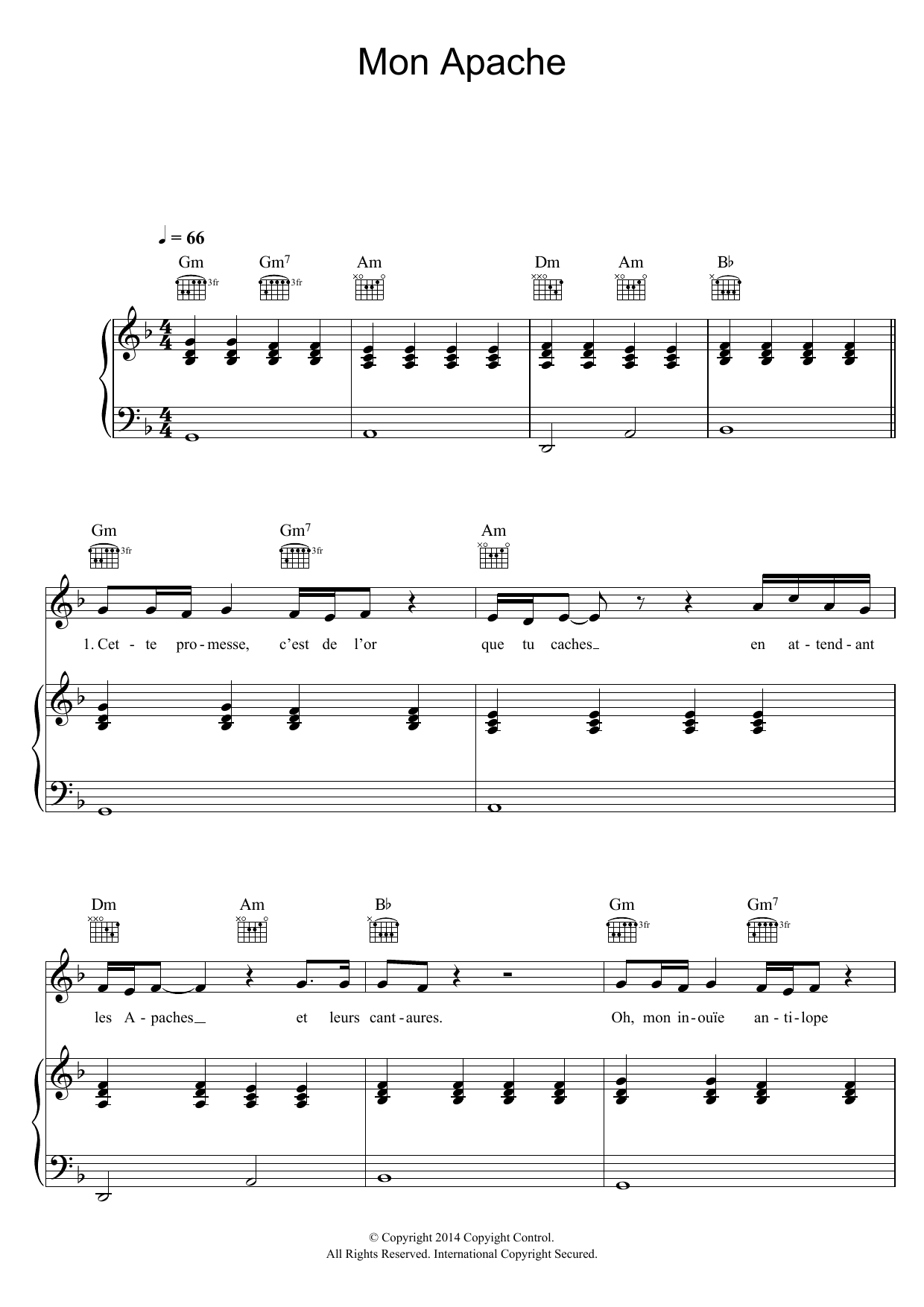 Julien Dore Mon Apache Sheet Music