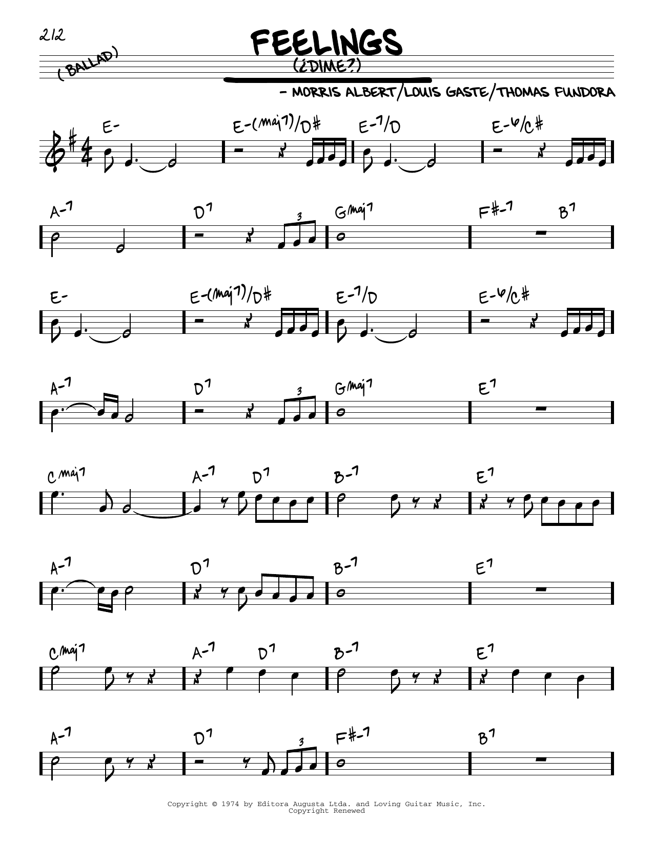 Julio Iglesias Feelings (¿Dime?) Sheet Music