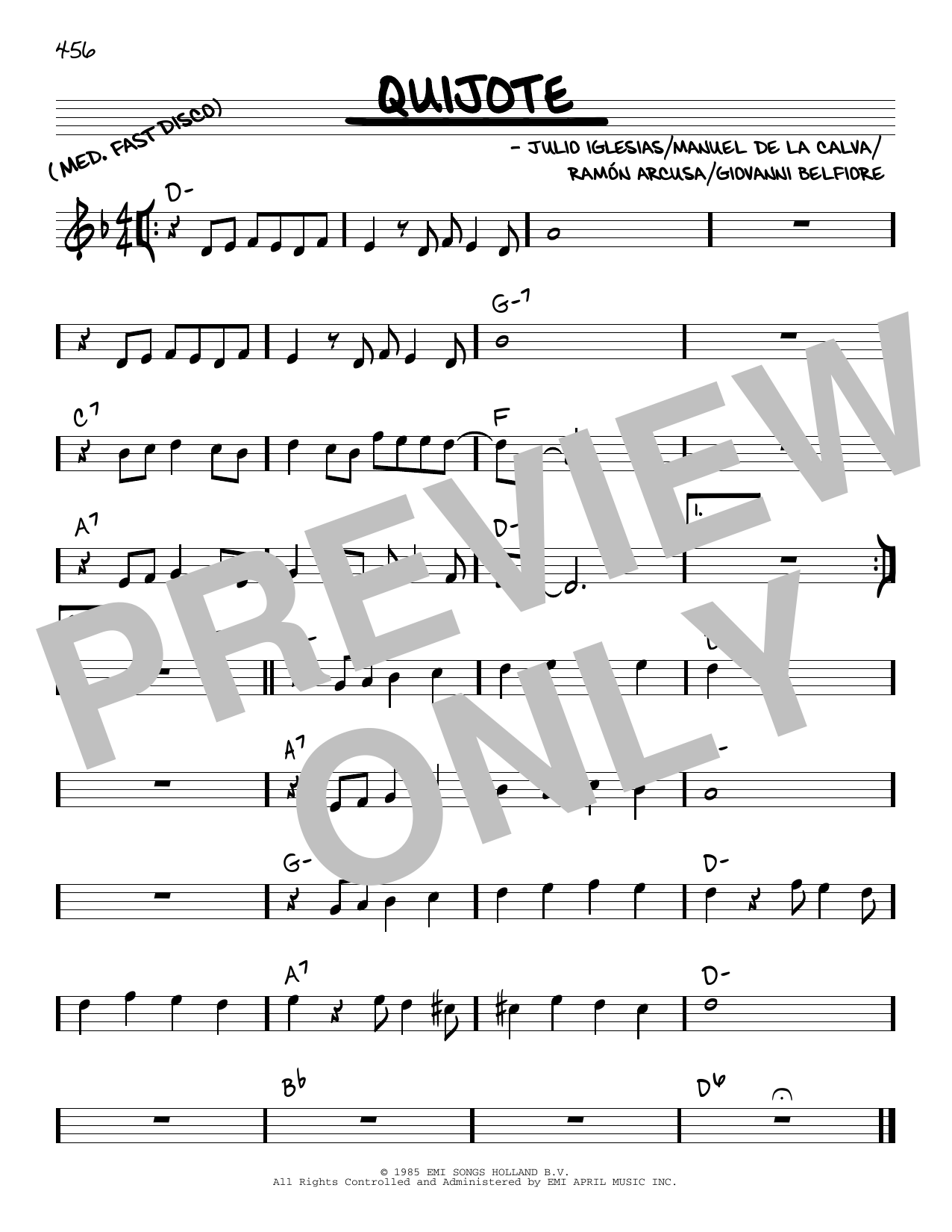 Julio Iglesias Quijote Sheet Music
