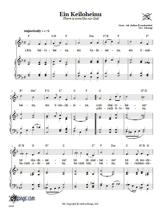 Julius Freudenthal Ein Keiloheinu (There Is None Like Our God) Sheet Music