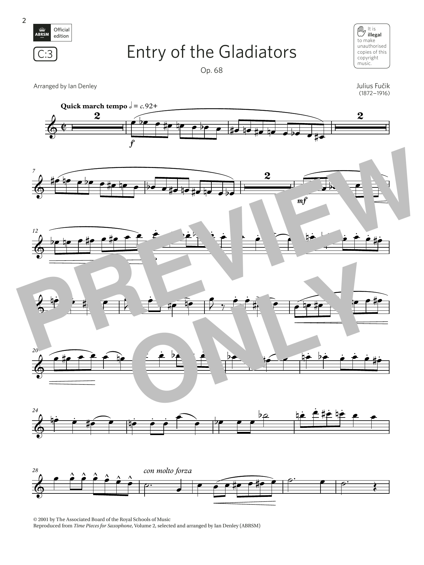 Julius Fučík Entry of the Gladiators, Op. 68 (Grade 4 List C3 from the ABRSM Saxophone sylla Sheet Music