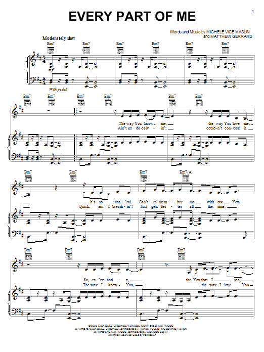 Jump5 Every Part Of Me Sheet Music