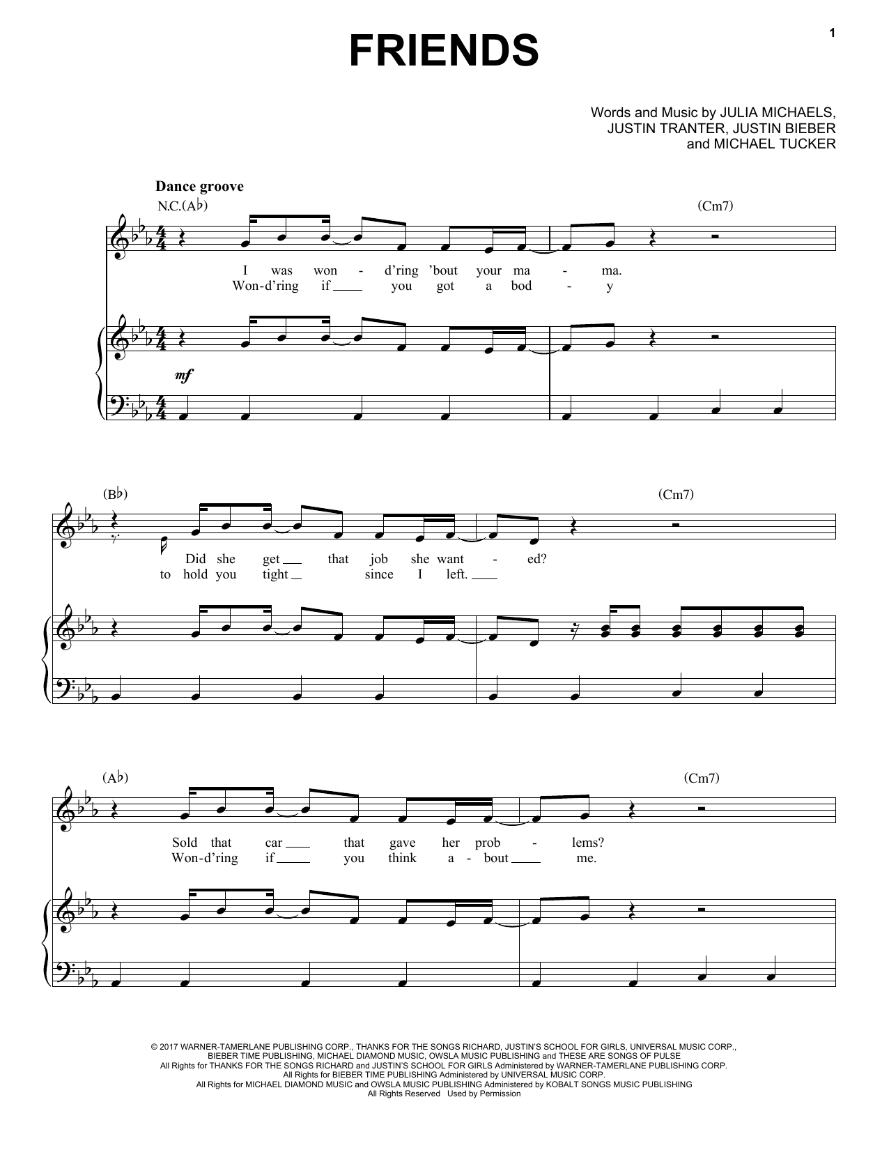 Justin Bieber feat. BloodPop Friends Sheet Music