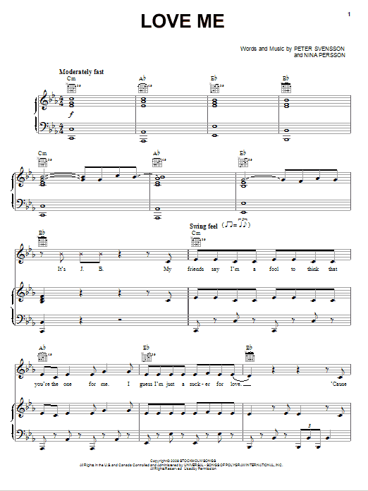 Justin Bieber Love Me Sheet Music